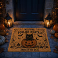 Foolish Mortals Doormat - Halloween Black Cat Door Mat