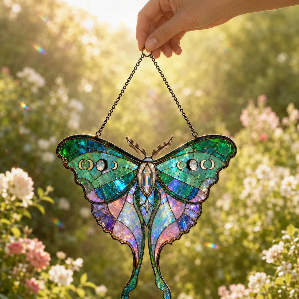 Luna Moth Suncatcher - Acrylic Moon Phase Window Hanging - image 5