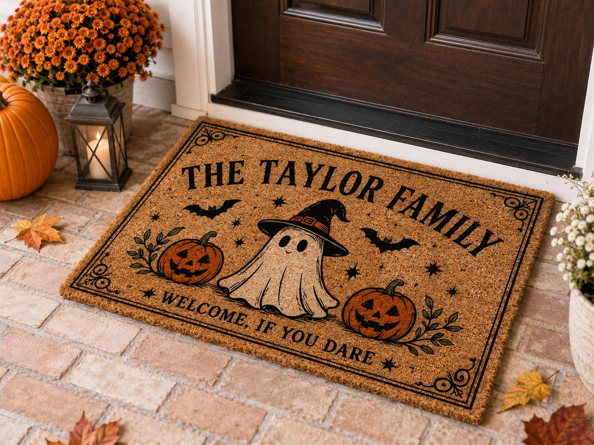 Personalized Halloween Doormat - Custom Family Name Ghost Welcome Mat - image 5