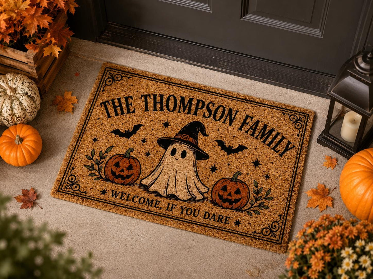 Personalized Halloween Doormat - Custom Family Name Ghost Welcome Mat - image 6