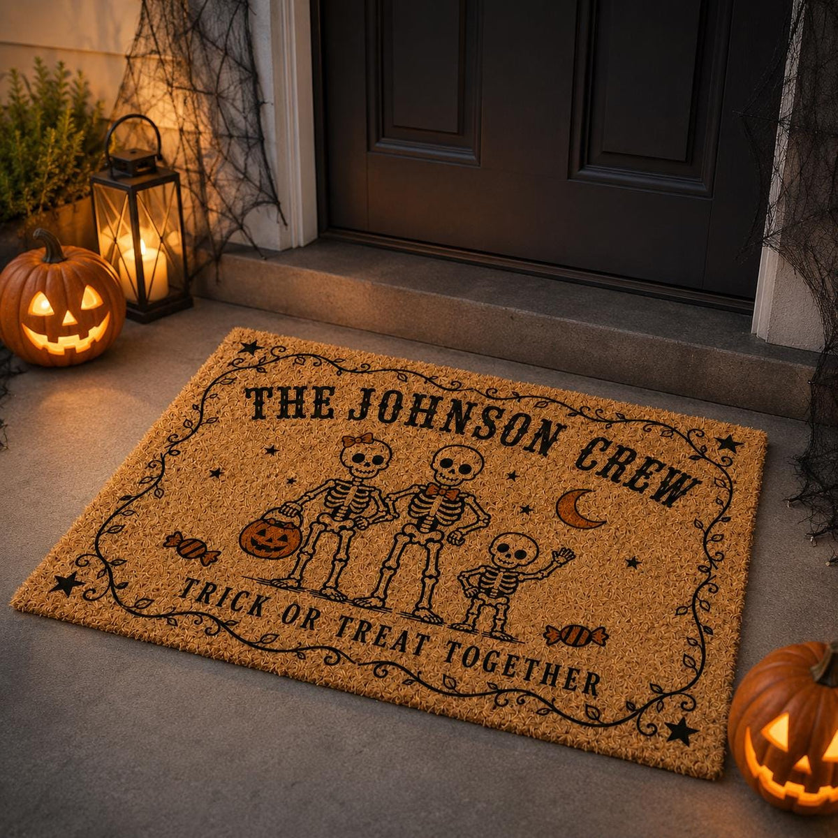 Skeleton Family Halloween Doormat - Personalized Family Name Welcome Mat - image 5