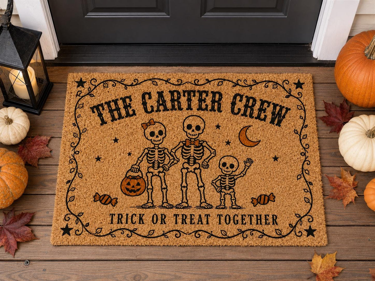 Skeleton Family Halloween Doormat - Personalized Family Name Welcome Mat - image 6