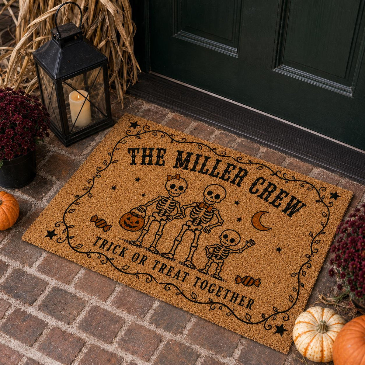 Skeleton Family Halloween Doormat - Personalized Family Name Welcome Mat - image 4