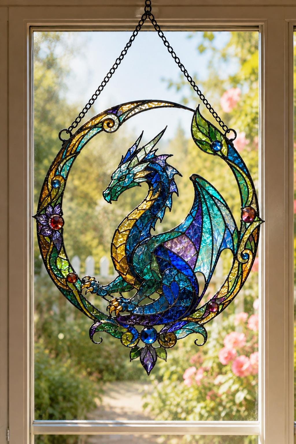 Acrylic Dragon Suncatcher - Blue Dragon Window Hanging - image 4
