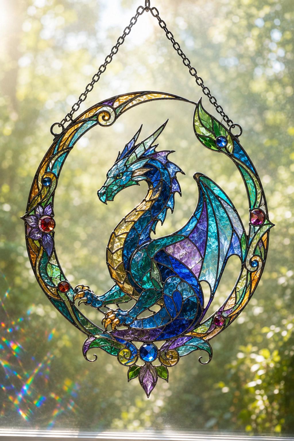 Acrylic Dragon Suncatcher - Blue Dragon Window Hanging - image 2