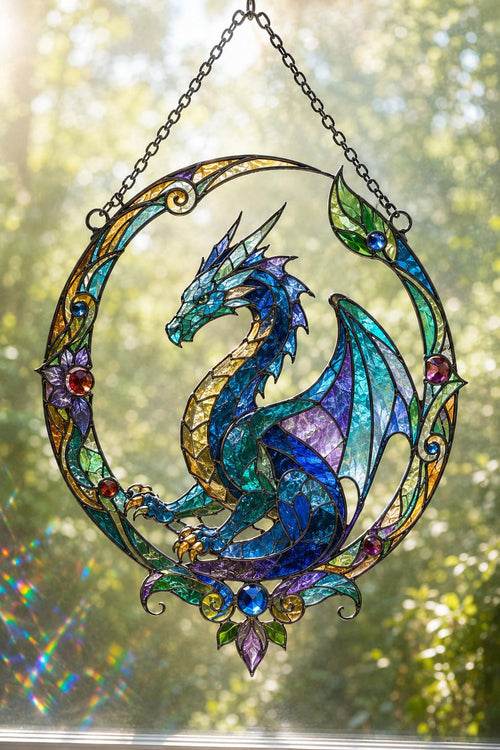Acrylic Dragon Suncatcher - Blue Dragon Window Hanging - image 2