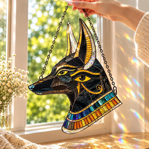 Anubis Suncatcher - Acrylic Egyptian Window Hanging - image 2