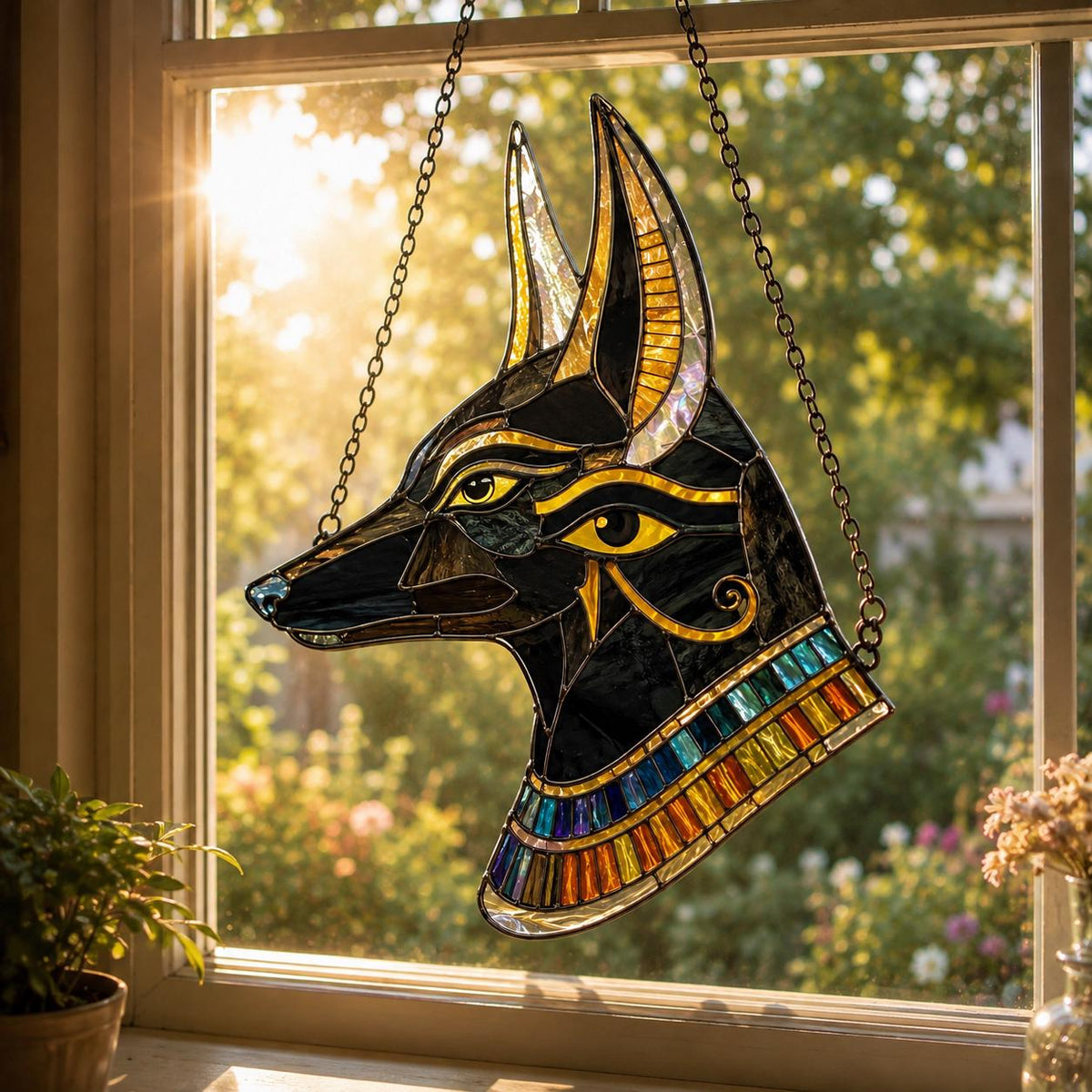 Anubis Suncatcher - Acrylic Egyptian Window Hanging - image 3