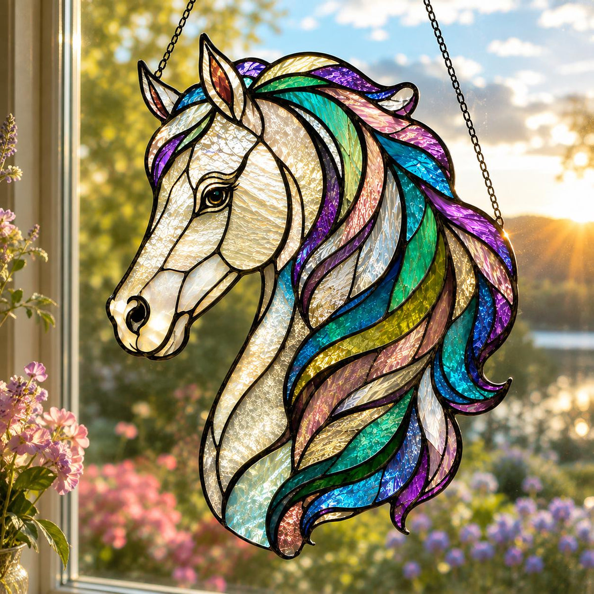 Rainbow Horse Suncatcher - Acrylic Horse Window Hanging - image 2