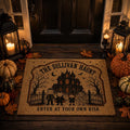 Haunted House Doormat - Personalized Monster Family Mat