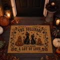 Black Cat Family Doormat - Personalized Witch Cat Welcome Mat