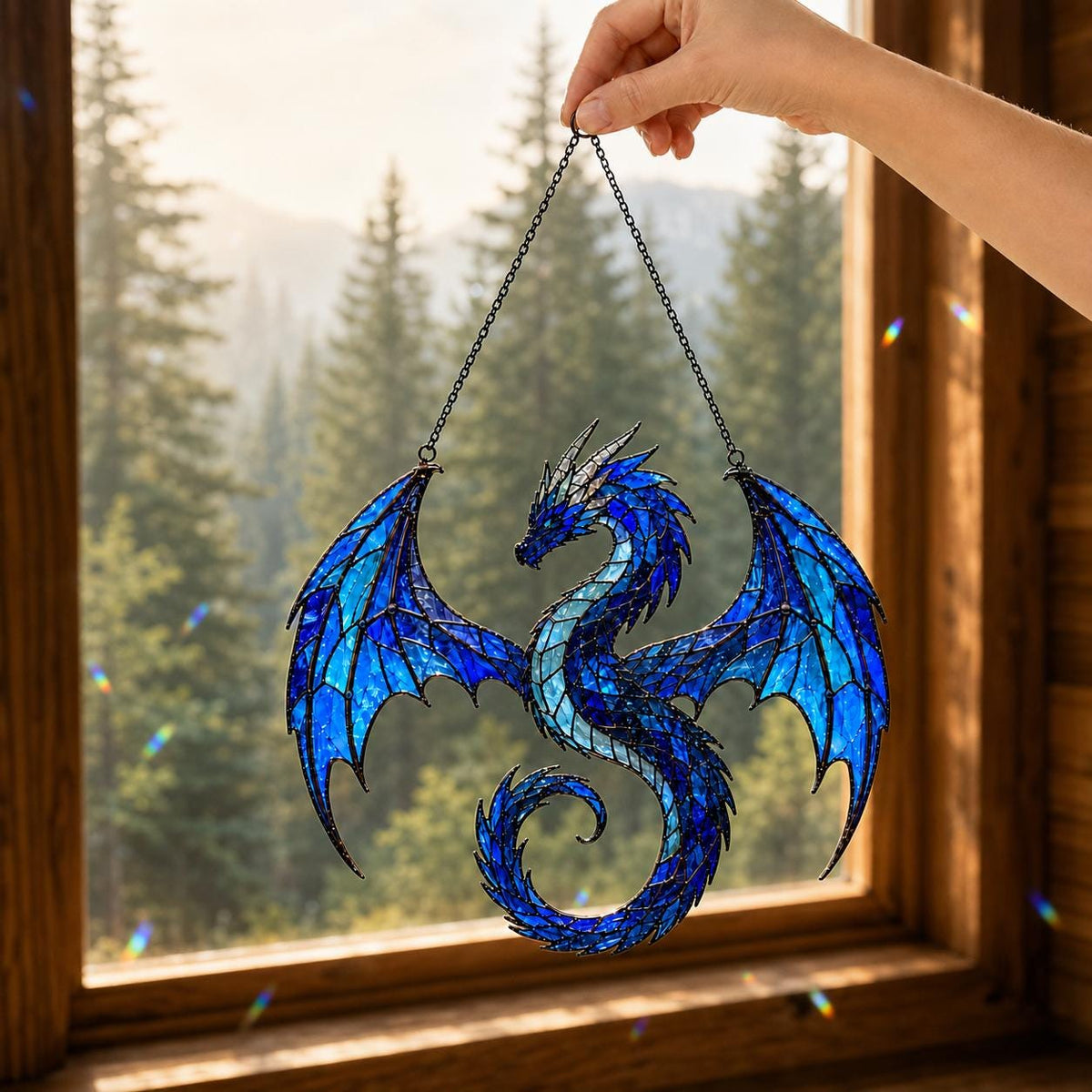 Blue Dragon Suncatcher - Acrylic Dragon Window Hanging - image 2