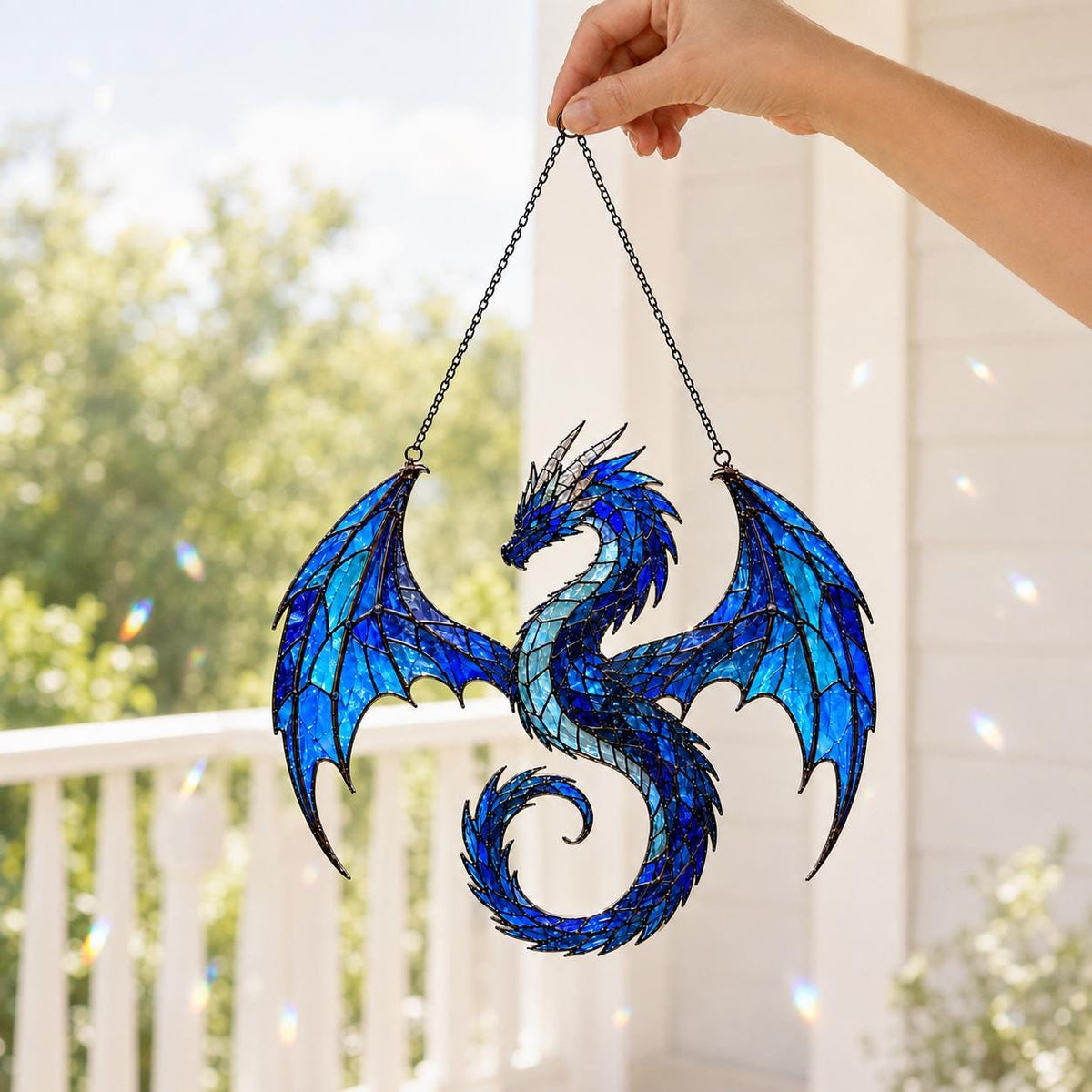 Blue Dragon Suncatcher - Acrylic Dragon Window Hanging - image 4