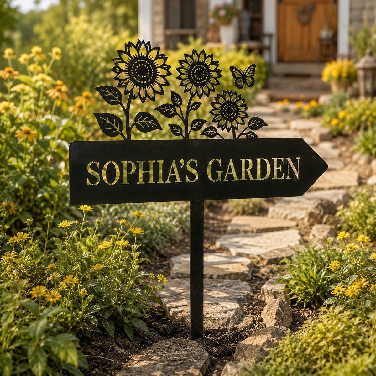 Sunflower Garden Sign - Personalized Metal Garden Stake - image 6