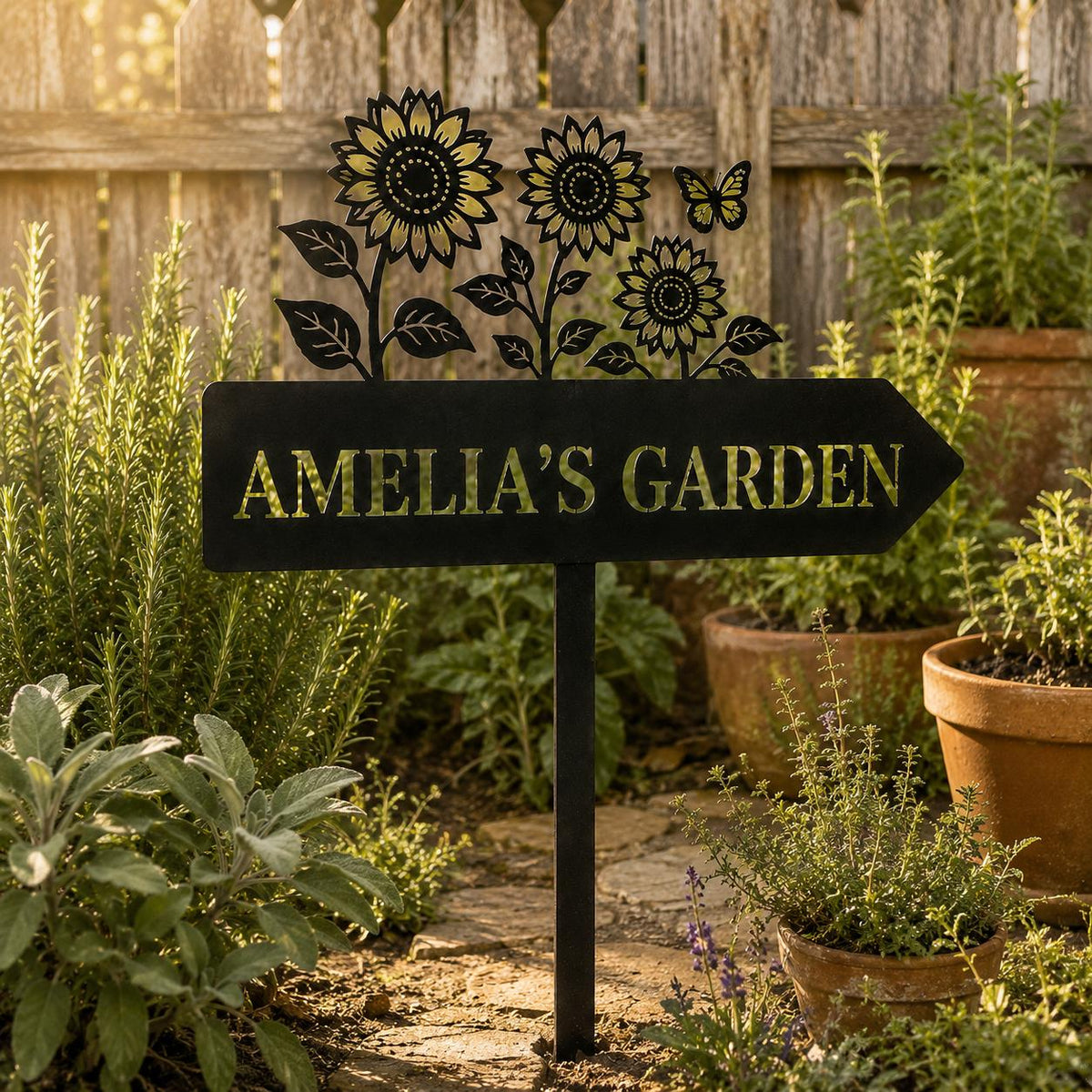Sunflower Garden Sign - Personalized Metal Garden Stake - image 5