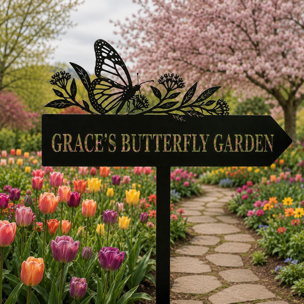 Butterfly Garden Sign - Personalized Metal Garden Stake - image 2