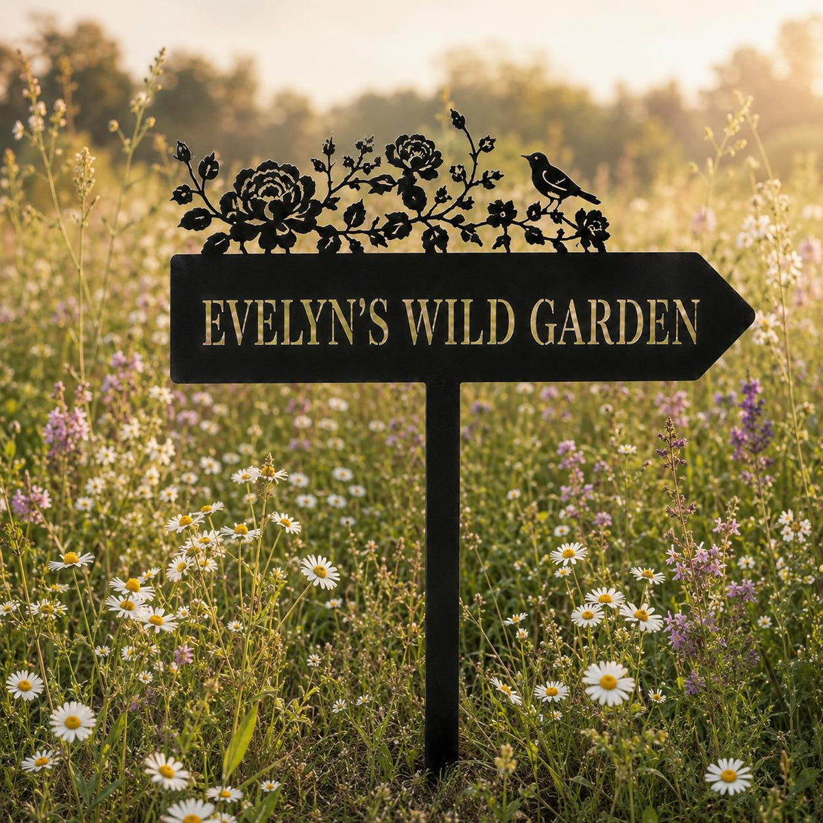 Rose Bird Garden Stake - Personalized Directional Sign - image 2