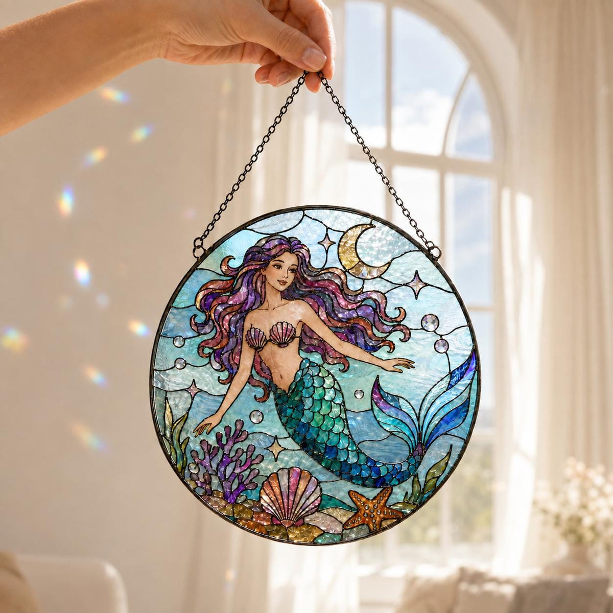 Mermaid Suncatcher - Acrylic Mermaid Window Hanging - image 4
