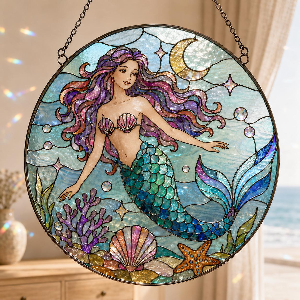 Mermaid Suncatcher - Acrylic Mermaid Window Hanging - image 5