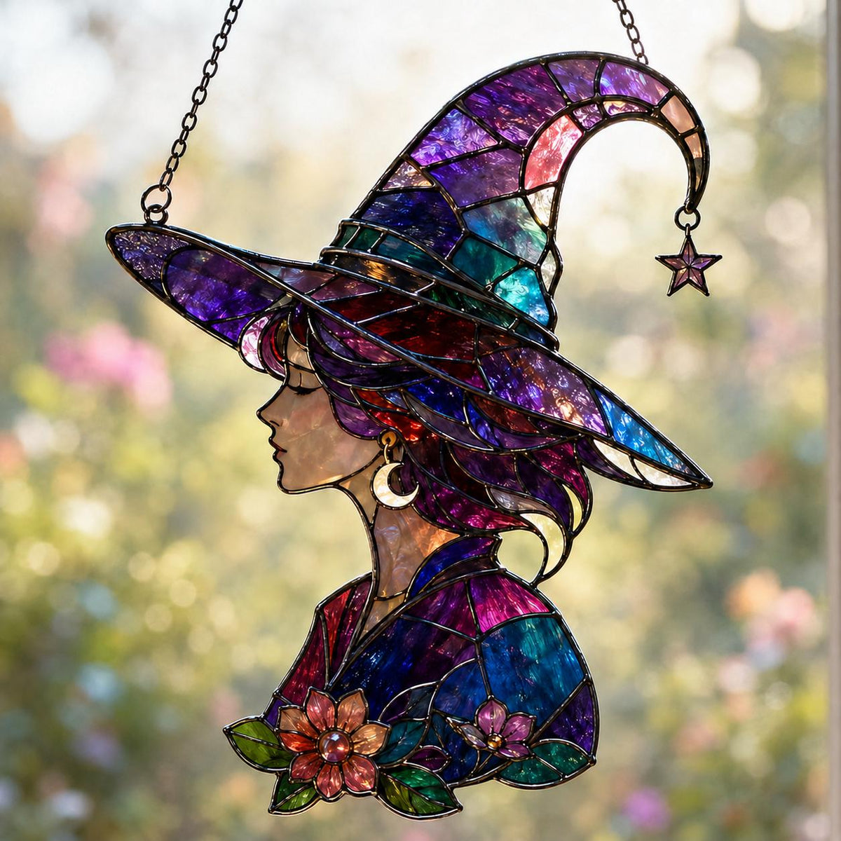 Mystic Witch Suncatcher - Acrylic Witch Window Hanging
