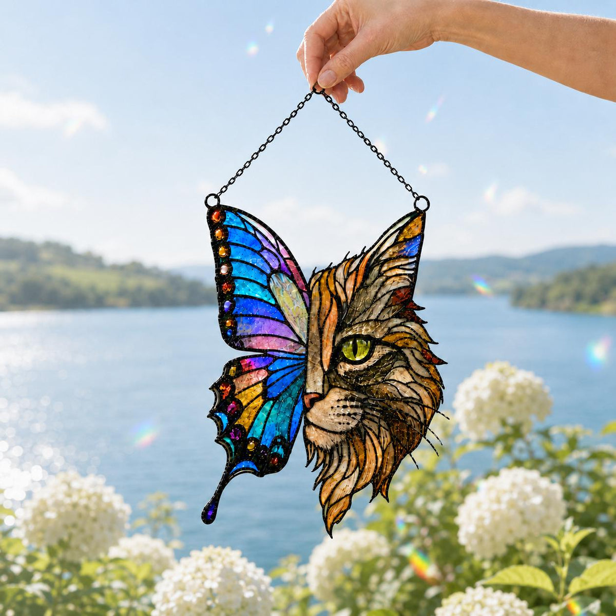 Butterfly Cat Suncatcher - Acrylic Cat Window Hanging - image 2