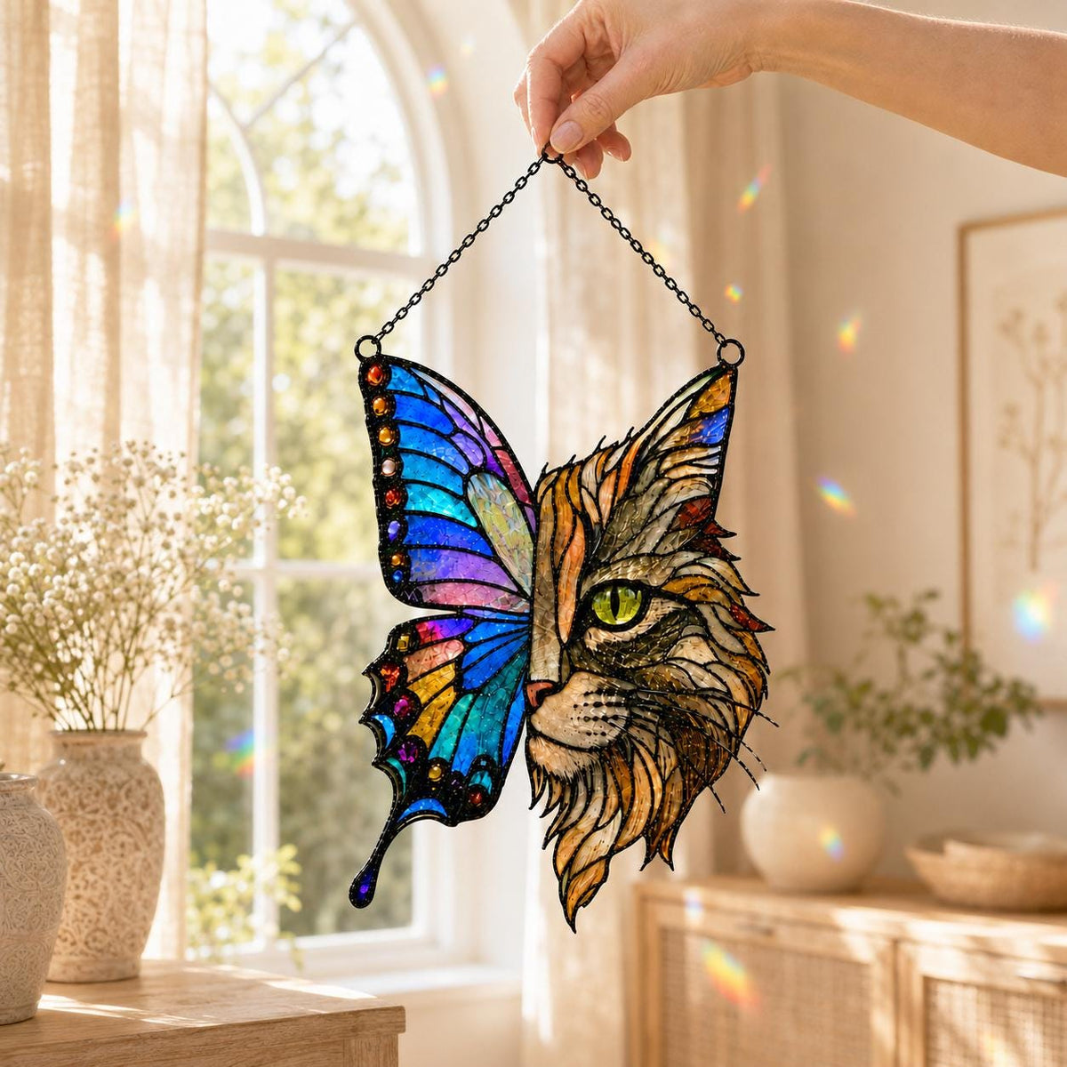Butterfly Cat Suncatcher - Acrylic Cat Window Hanging - image 4