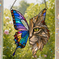Butterfly Cat Suncatcher - Acrylic Cat Window Hanging