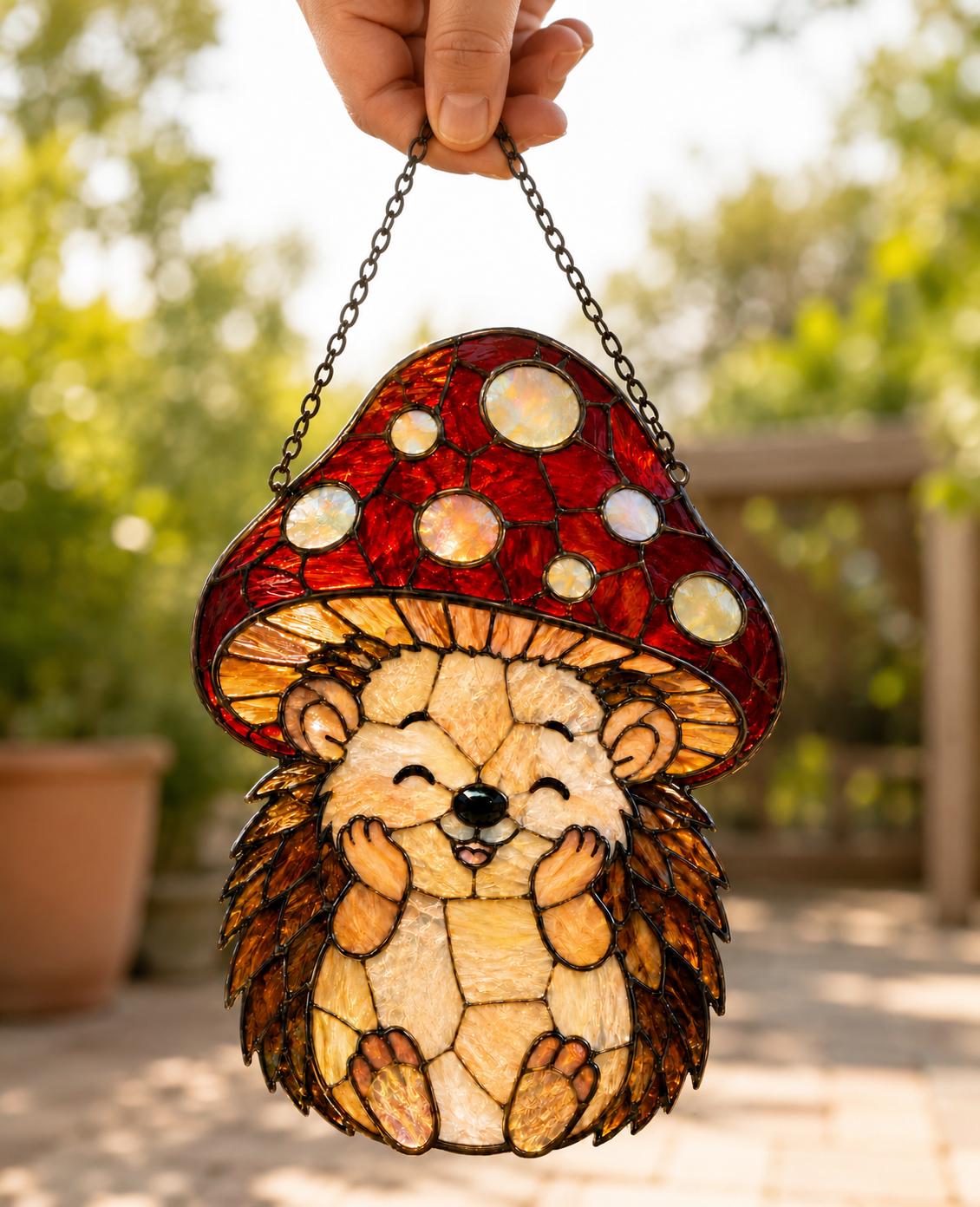 Hedgehog Mushroom Suncatcher - Acrylic Window Hanging - image 5
