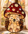 Hedgehog Mushroom Suncatcher - Acrylic Window Hanging