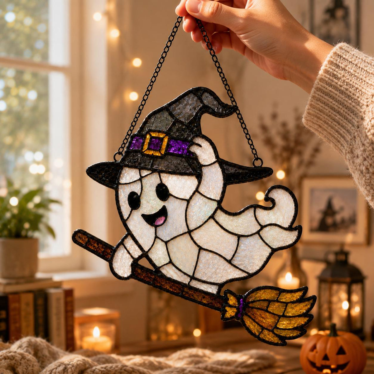 Ghost Suncatcher - Acrylic Halloween Window Hanging - image 5