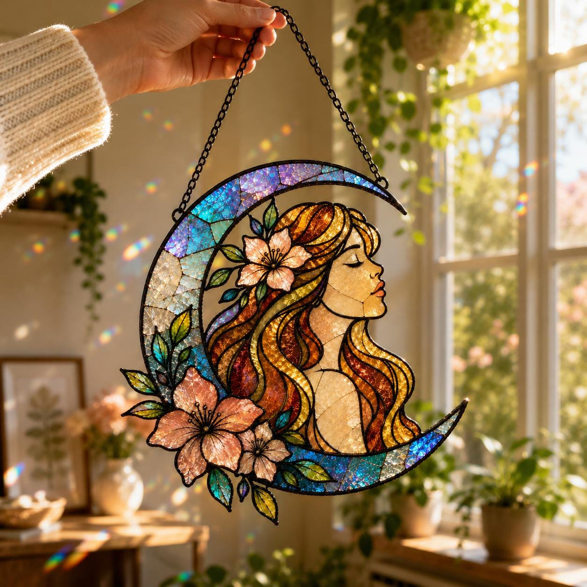 Moon Goddess Suncatcher - Acrylic Crescent Moon Window Hanging - image 4