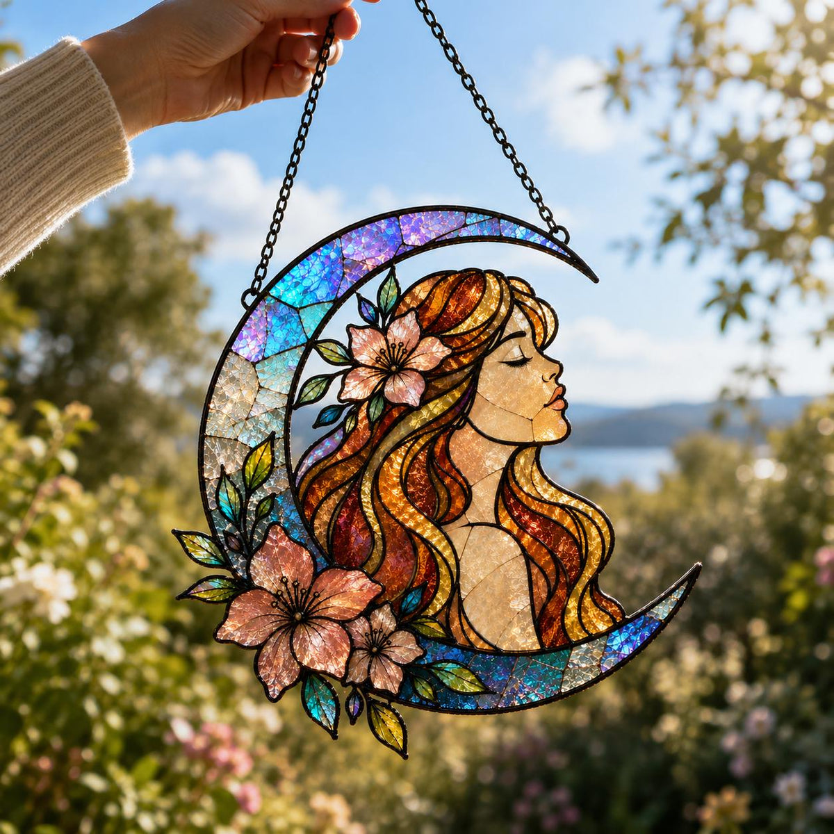 Moon Goddess Suncatcher - Acrylic Crescent Moon Window Hanging - image 6