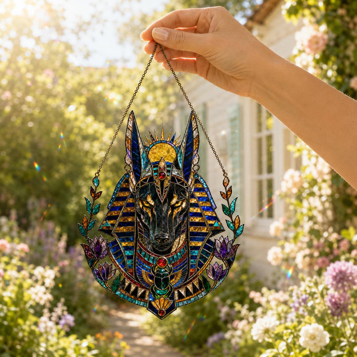 Anubis Suncatcher - Acrylic Egyptian God Window Hanging - image 6