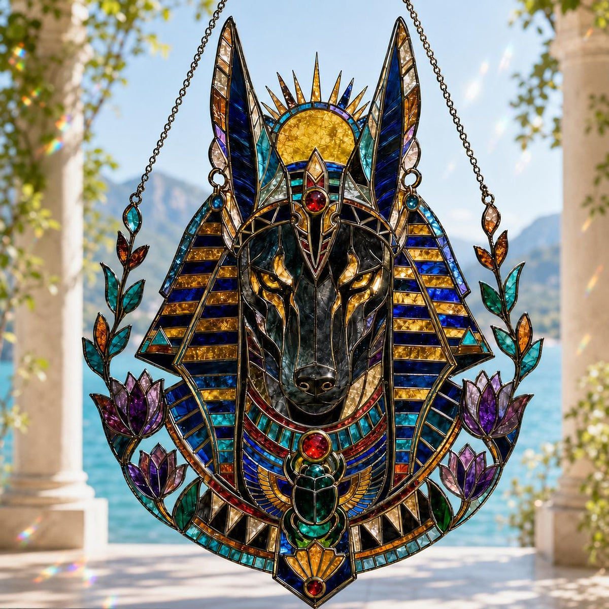 Anubis Suncatcher - Acrylic Egyptian God Window Hanging - image 3