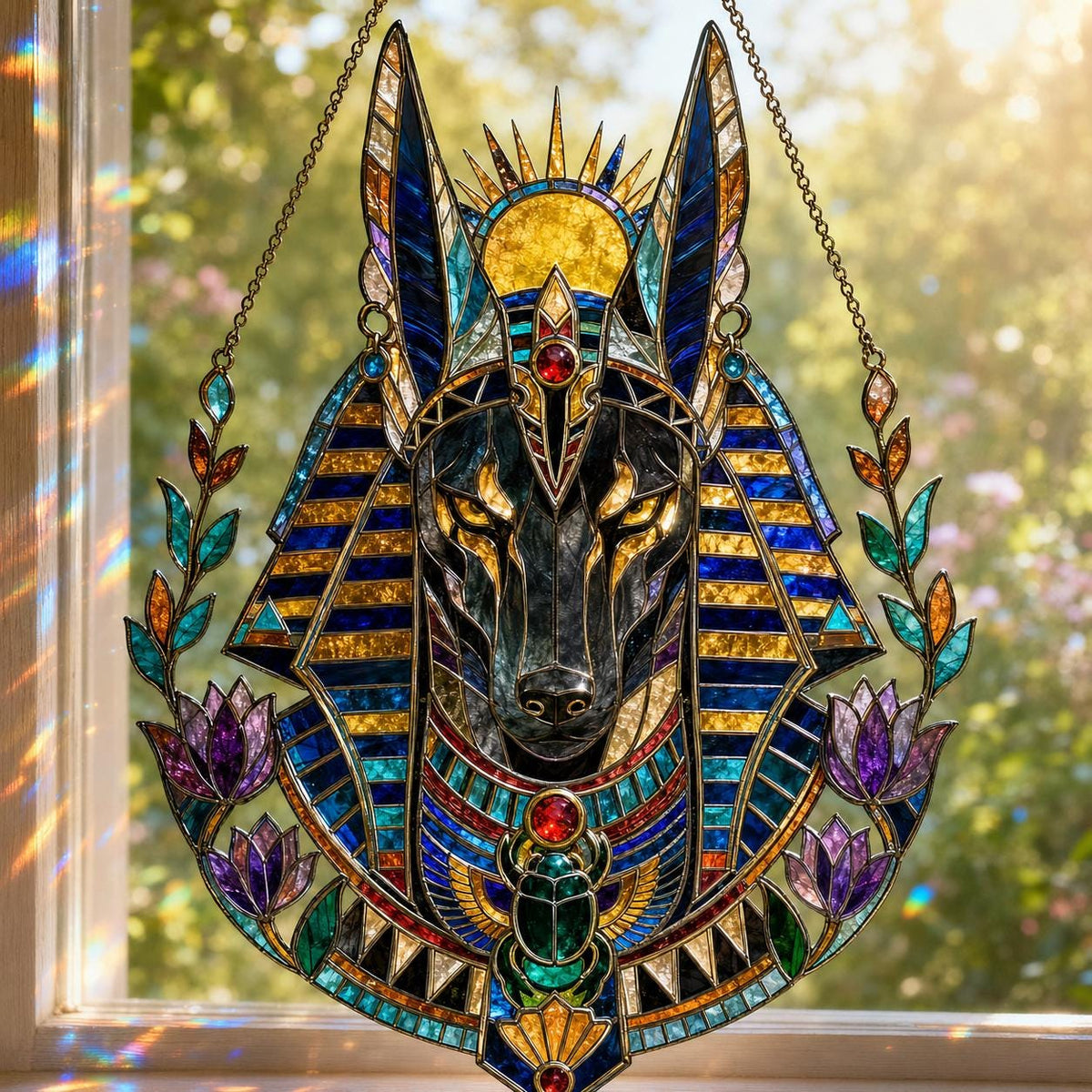 Anubis Suncatcher - Acrylic Egyptian God Window Hanging