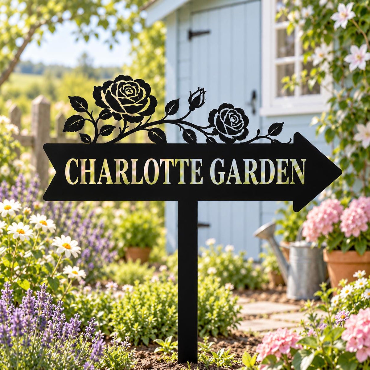 Rose Garden Sign - Personalized Metal Garden Stake - image 3