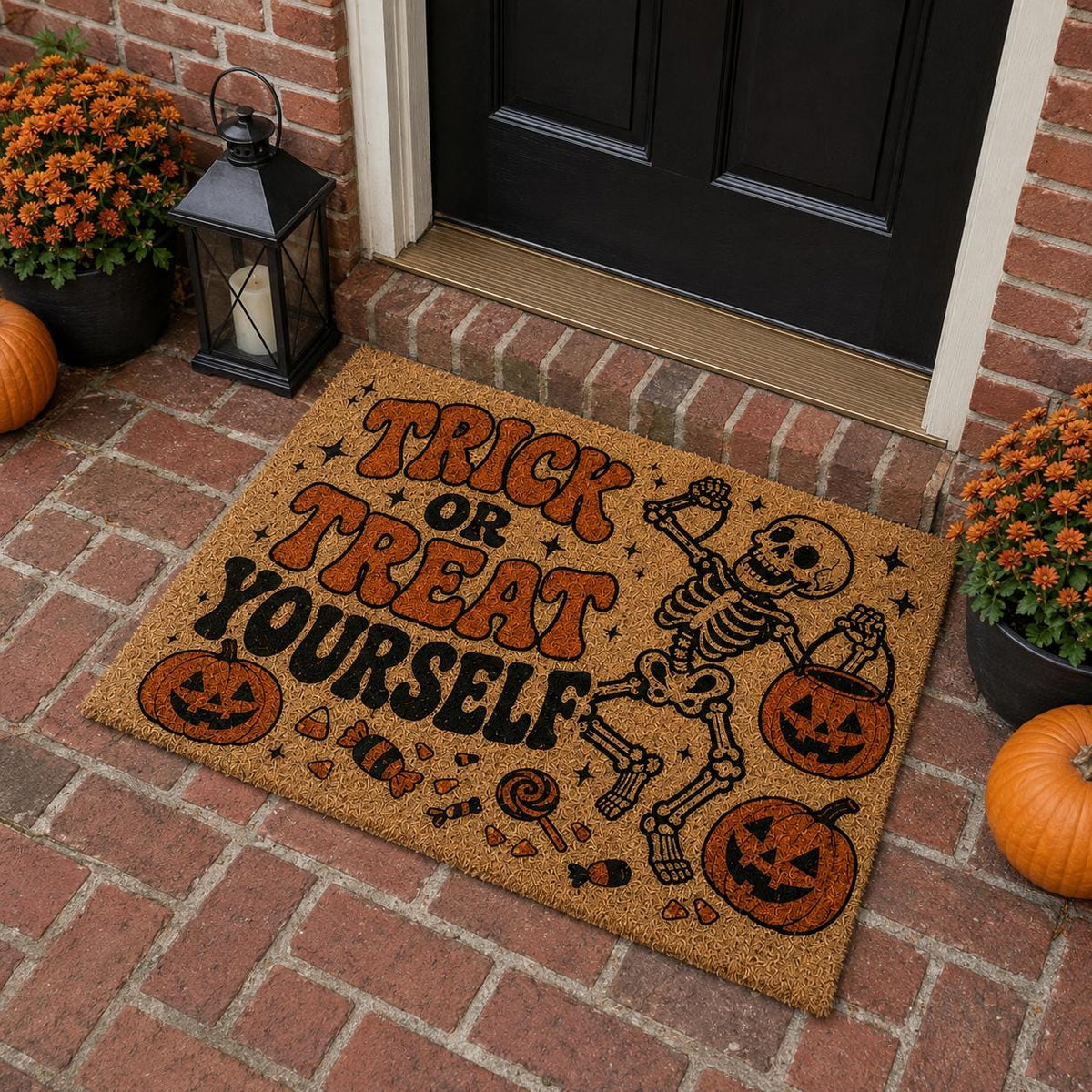 Trick or Treat Yourself Doormat - Halloween Skeleton Door Mat - image 4