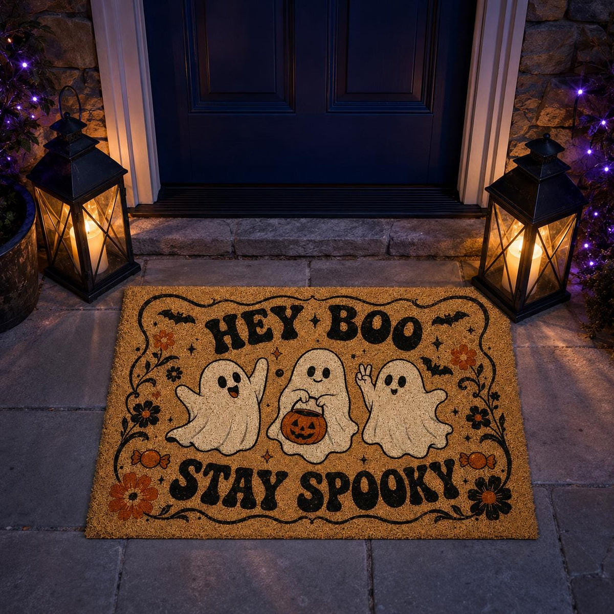 Hey Boo Stay Spooky Doormat - Cute Ghost Halloween Door Mat - image 5