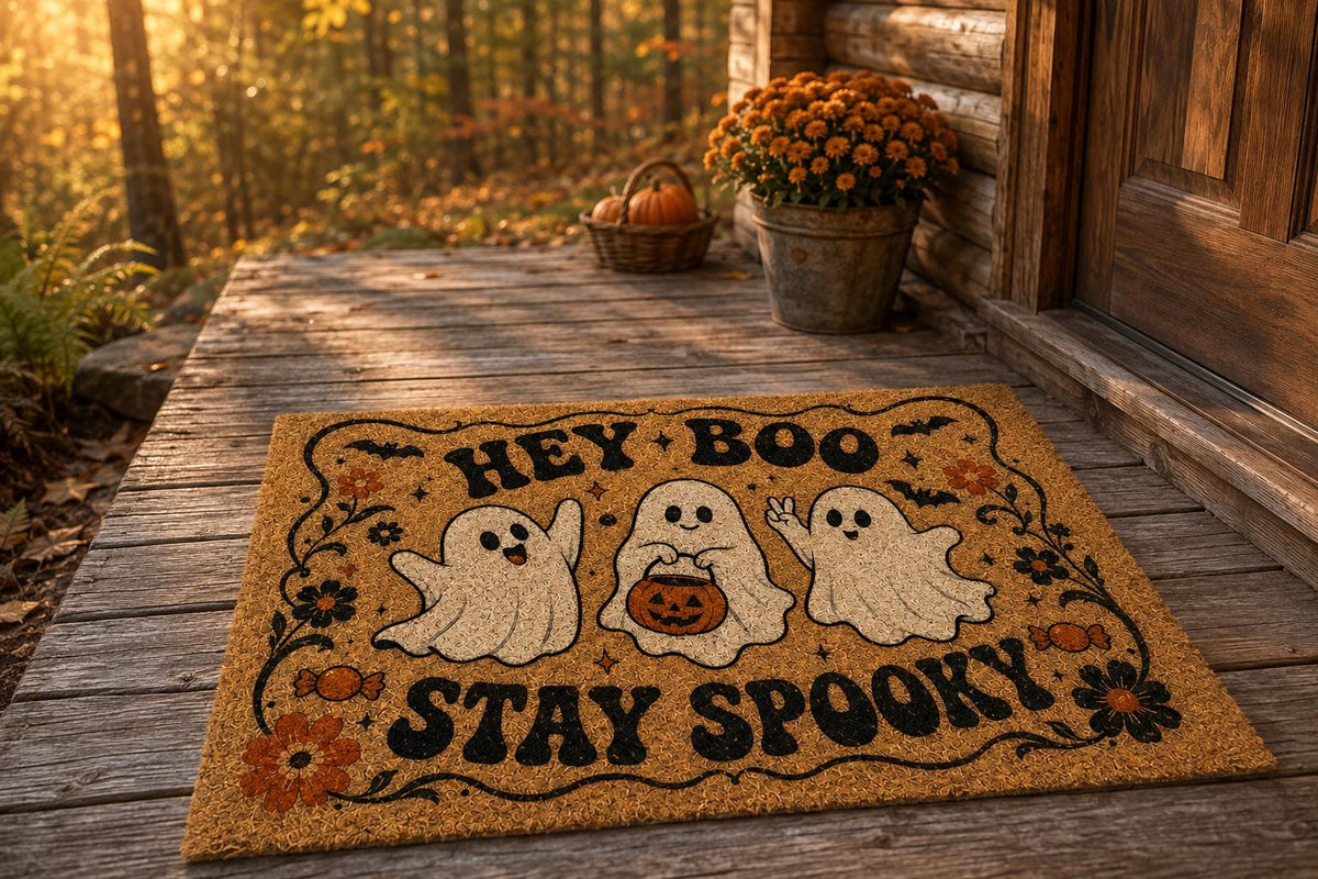 Hey Boo Stay Spooky Doormat - Cute Ghost Halloween Door Mat - image 2