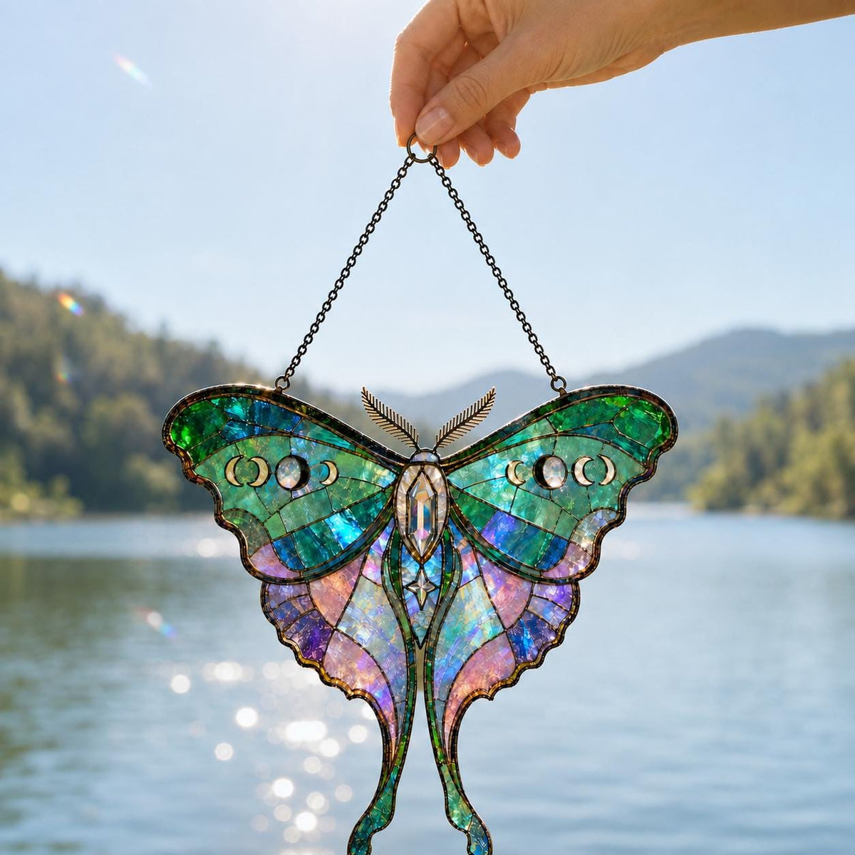 Luna Moth Suncatcher - Acrylic Moon Phase Window Hanging - image 4