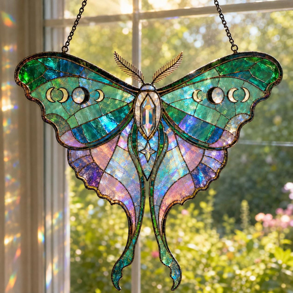 Luna Moth Suncatcher - Acrylic Moon Phase Window Hanging - image 3