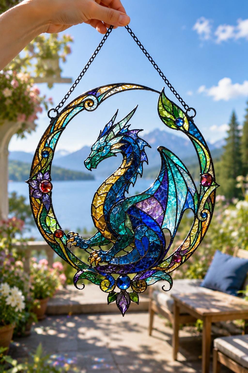 Acrylic Dragon Suncatcher - Blue Dragon Window Hanging - image 3