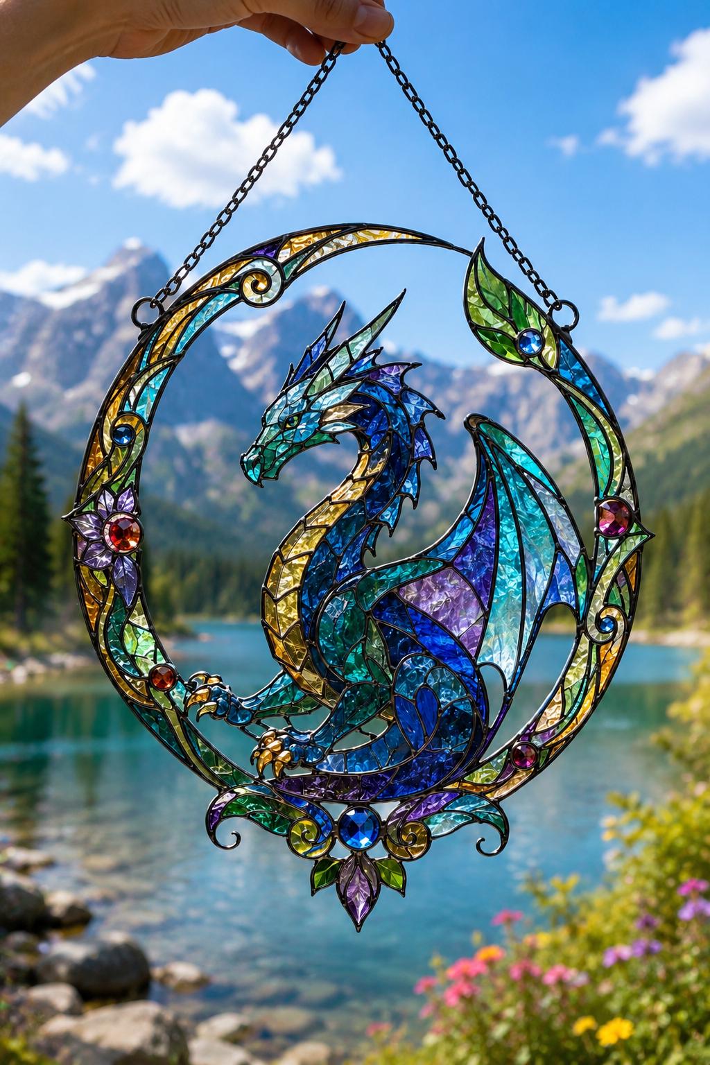 Acrylic Dragon Suncatcher - Blue Dragon Window Hanging - image 6