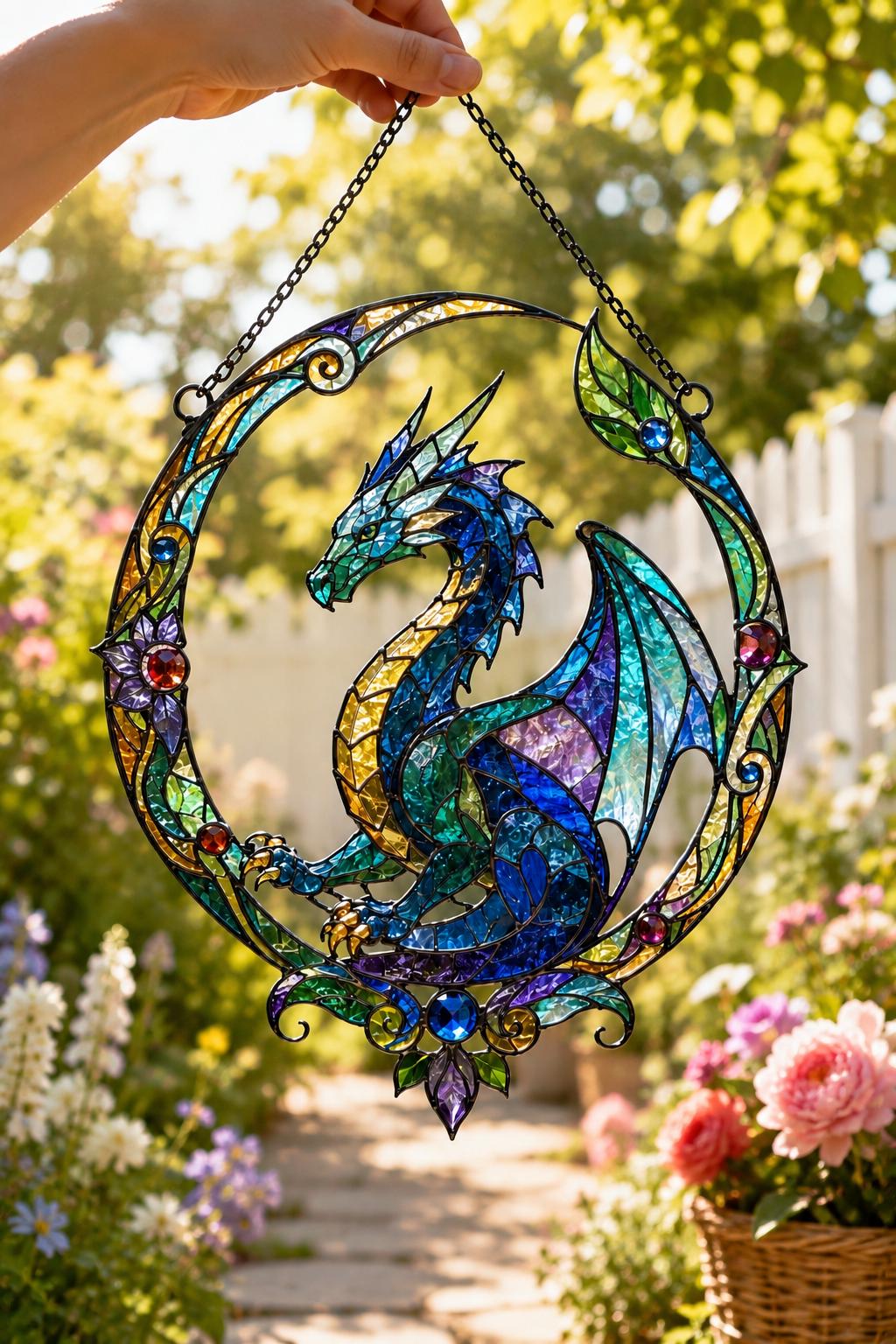 Acrylic Dragon Suncatcher - Blue Dragon Window Hanging - image 5