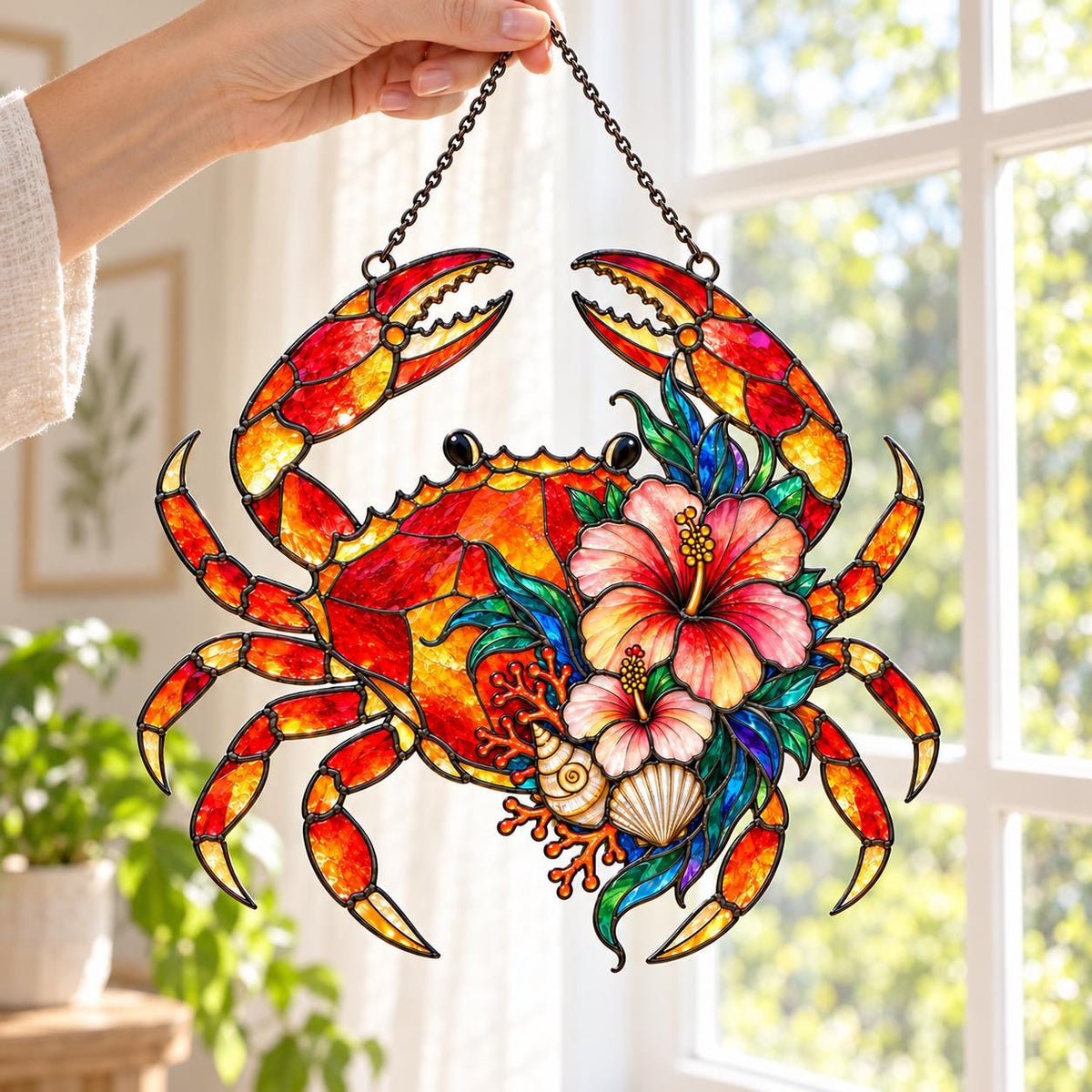 Crab Suncatcher - Coastal Acrylic Window Hanging - image 4