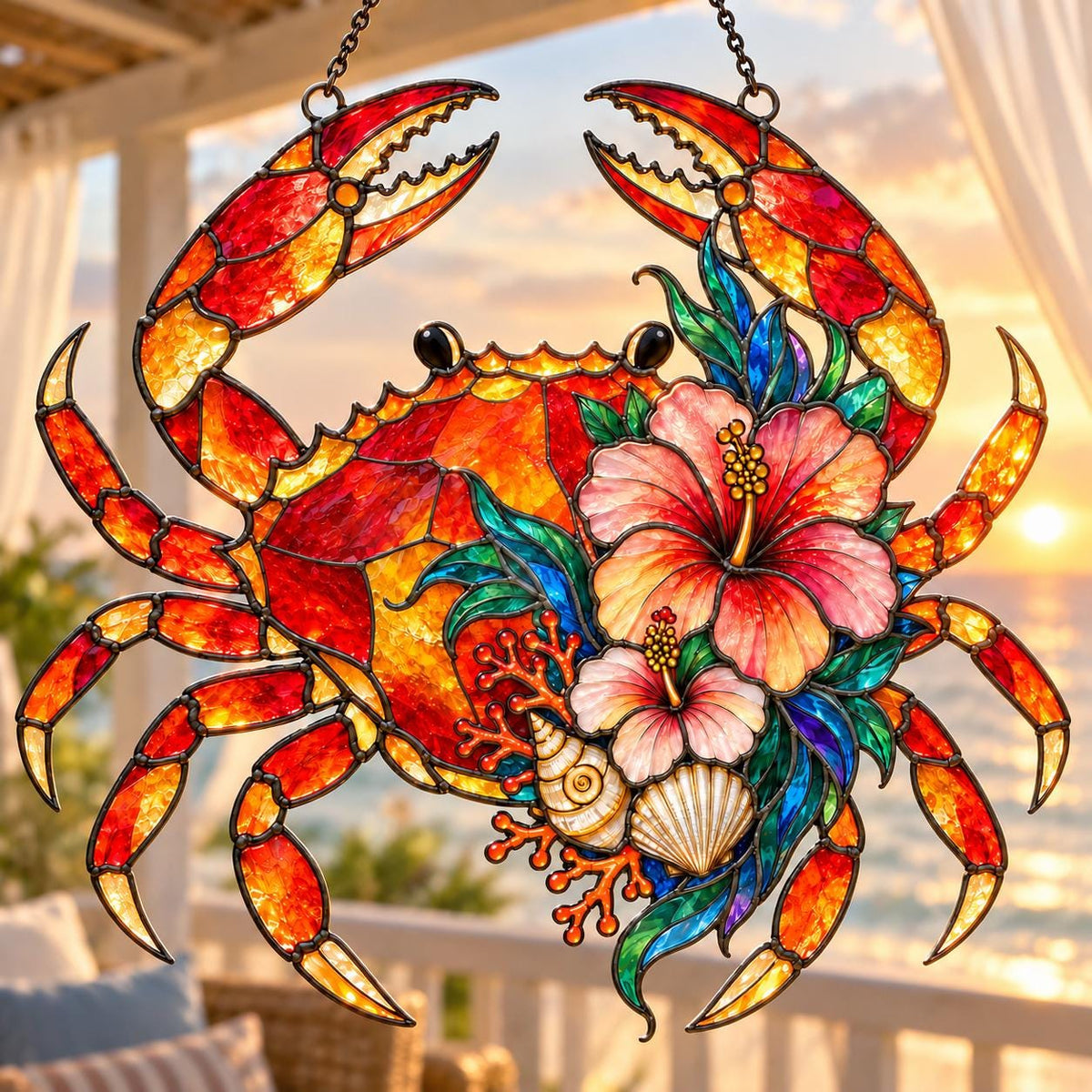 Crab Suncatcher - Coastal Acrylic Window Hanging - image 5
