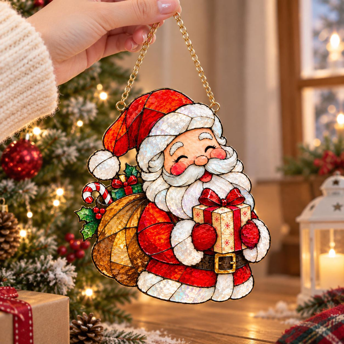 Santa Claus Suncatcher - Acrylic Christmas Window Hanging