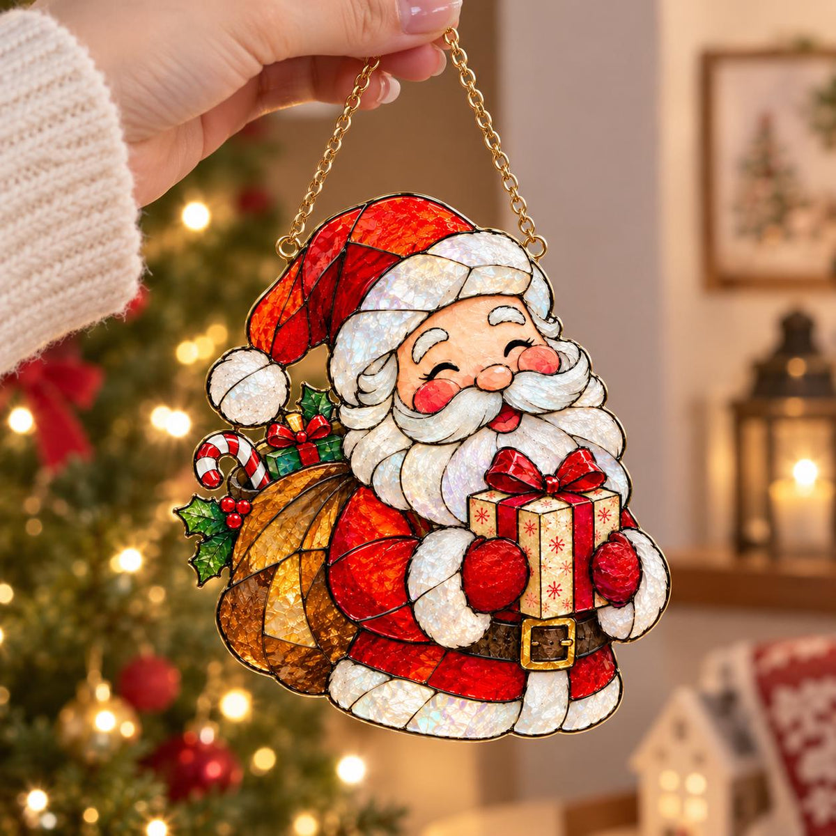 Santa Claus Suncatcher - Acrylic Christmas Window Hanging - image 3