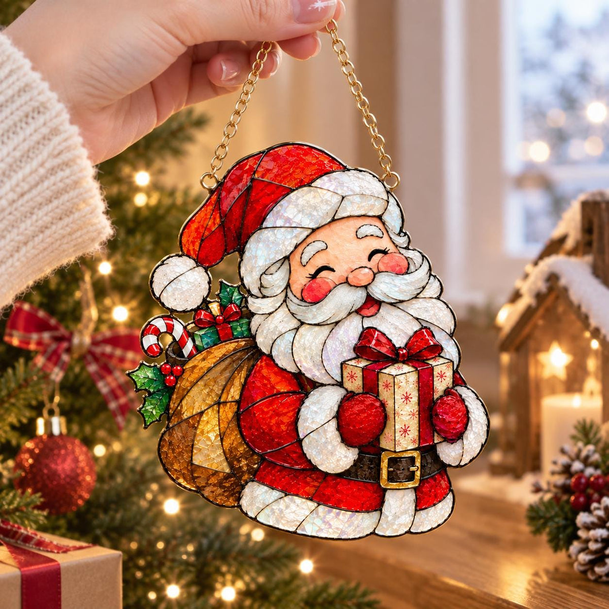 Santa Claus Suncatcher - Acrylic Christmas Window Hanging - image 2