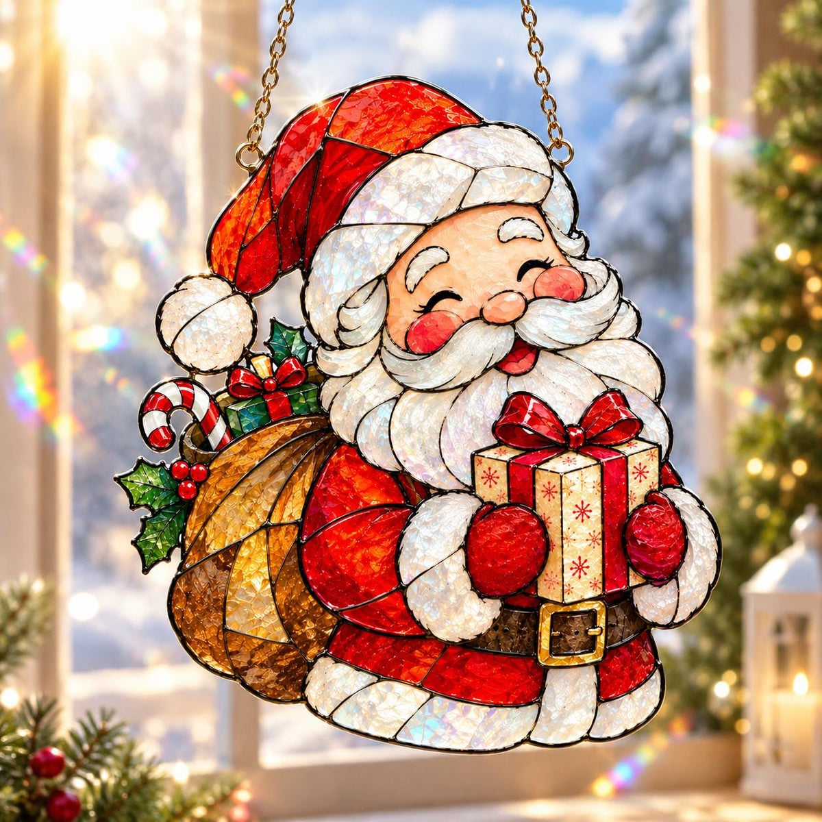Santa Claus Suncatcher - Acrylic Christmas Window Hanging - image 4